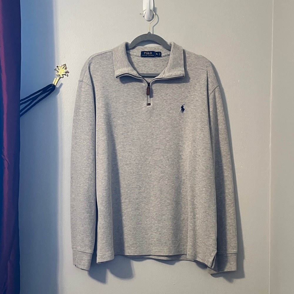 XL - Polo by Ralph Lauren - Light Gray Quarter Zip Sweater